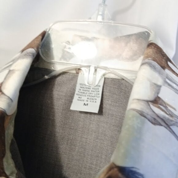 NEW Mens Western Cowboy Snap up Shirt M Dark or Light brown Horses yokes & Cuffs - Picture 5 of 12